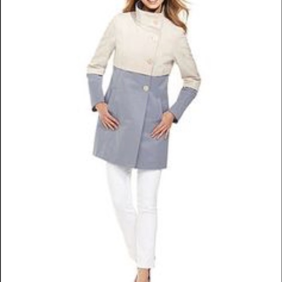 Tahari trench coat rain coat color block - Picture 1 of 4